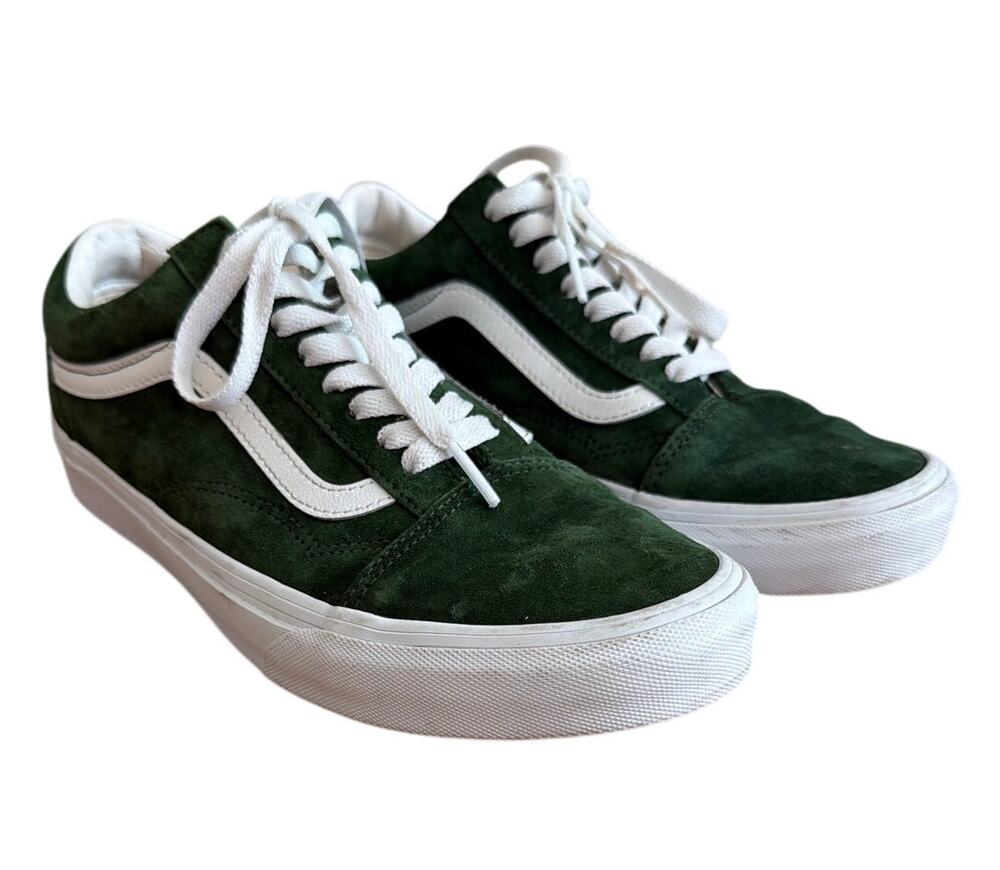 Vans Old Skool Pig Suede Dark Green Shoes Women's 9.5 Men's 8